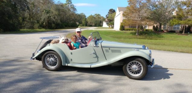 1955 MGTF1500 With Dick Goudey granddaughter Meredith and Duffy